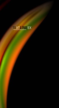 Dalga satırları sıvı gökkuşağı tarzı renk çizgili siyah arka plan üzerine soyut. Sunum, app duvar kağıdı, başlık sayfası veya poster için sanatsal illüstrasyon