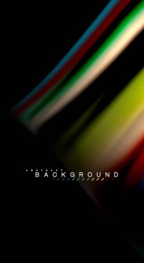 Dalga satırları sıvı gökkuşağı tarzı renk çizgili siyah arka plan üzerine soyut. Sunum, app duvar kağıdı, başlık sayfası veya poster için sanatsal illüstrasyon