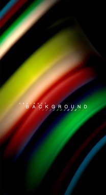 Dalga satırları sıvı gökkuşağı tarzı renk çizgili siyah arka plan üzerine soyut. Sunum, app duvar kağıdı, başlık sayfası veya poster için sanatsal illüstrasyon