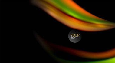 Dalga satırları sıvı gökkuşağı tarzı renk çizgili siyah arka plan üzerine soyut. Sunum, app duvar kağıdı, başlık sayfası veya poster için sanatsal illüstrasyon