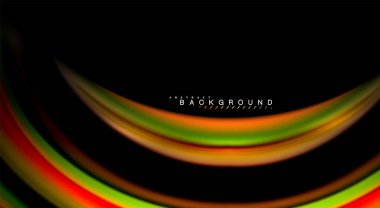 Dalga satırları sıvı gökkuşağı tarzı renk çizgili siyah arka plan üzerine soyut. Sunum, app duvar kağıdı, başlık sayfası veya poster için sanatsal illüstrasyon