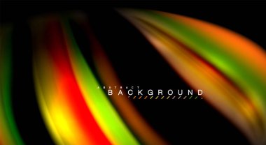 Dalga satırları sıvı gökkuşağı tarzı renk çizgili siyah arka plan üzerine soyut. Sunum, app duvar kağıdı, başlık sayfası veya poster için sanatsal illüstrasyon