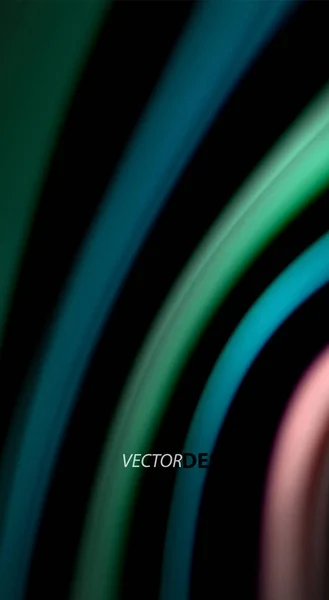 Tekutin duhové barvy na černém pozadí, vektorové vlnovek a víry — Stockový vektor
