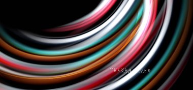 Siyah arka plan üzerinde renkli dalga satırları