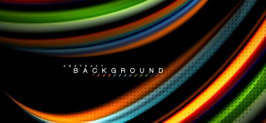 Siyah arka plan üzerinde renkli dalga satırları