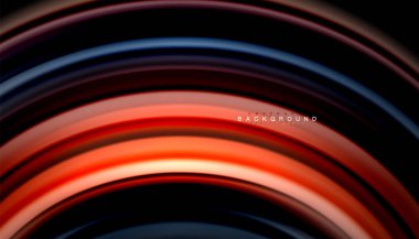 Siyah arkaplanda soyut dalga çizgileri sıvı gökkuşağı stili renk çizgileri