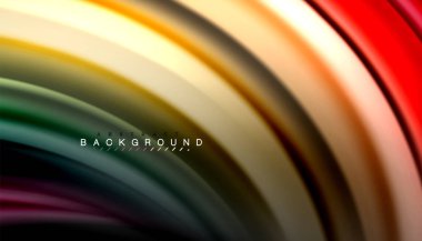 Siyah arkaplanda soyut dalga çizgileri sıvı gökkuşağı stili renk çizgileri