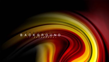 Siyah arkaplanda soyut dalga çizgileri sıvı gökkuşağı stili renk çizgileri