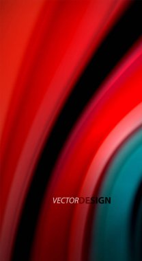 Sıvı gökkuşağı renkleri siyah arka plan üzerinde dalga çizgiler ve kıvrımlar, sunum, app duvar kağıdı, başlık sayfası veya poster için sanatsal illüstrasyon vektör