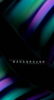 Dalga satırları sıvı gökkuşağı tarzı renk çizgili siyah arka plan üzerine soyut. Sunum, app duvar kağıdı, başlık sayfası veya poster için sanatsal illüstrasyon