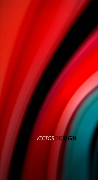 Colores Fluidos Del Arco Iris Sobre Fondo Negro Líneas Onda — Vector de stock