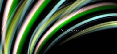 Siyah arka plan üzerinde renkli dalga satırları