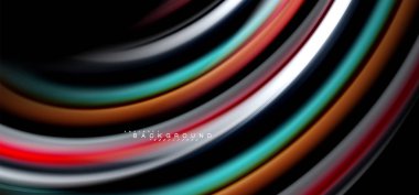 Siyah arka plan üzerinde renkli dalga satırları