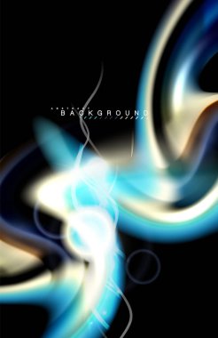 Siyah, sıvı üzerinde renk parlak ışık efektleri çok renkli dalgalı şekil stil