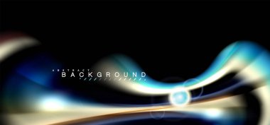 Siyah, sıvı üzerinde renk parlak ışık efektleri çok renkli dalgalı şekil stil