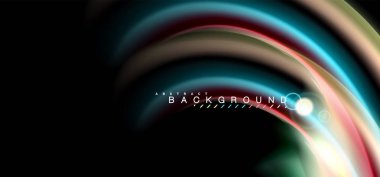 Siyah, sıvı üzerinde renk parlak ışık efektleri çok renkli dalgalı şekil stil