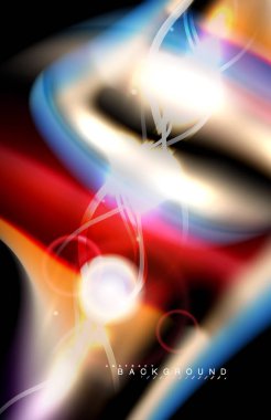 Siyah, sıvı üzerinde renk parlak ışık efektleri çok renkli dalgalı şekil stil