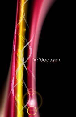 Siyah, sıvı üzerinde renk parlak ışık efektleri çok renkli dalgalı şekil stil