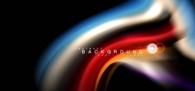 Siyah, sıvı üzerinde renk parlak ışık efektleri çok renkli dalgalı şekil stil