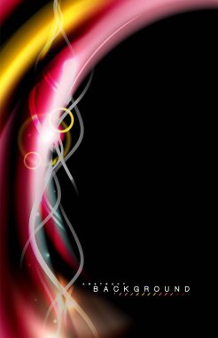 Siyah, sıvı üzerinde renk parlak ışık efektleri çok renkli dalgalı şekil stil