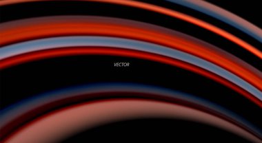 Sıvı gökkuşağı renkleri siyah arka plan üzerinde vektör dalga çizgiler ve kıvrımlar