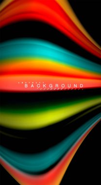 Dalga satırları sıvı gökkuşağı tarzı renk çizgili siyah arka plan üzerine soyut. Sunum, app duvar kağıdı, başlık sayfası veya poster için sanatsal illüstrasyon