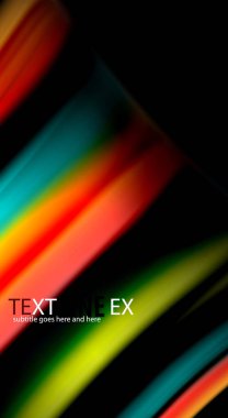 Dalga satırları sıvı gökkuşağı tarzı renk çizgili siyah arka plan üzerine soyut. Sunum, app duvar kağıdı, başlık sayfası veya poster için sanatsal illüstrasyon