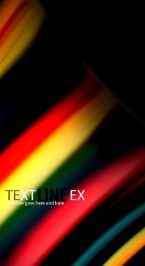 Dalga satırları sıvı gökkuşağı tarzı renk çizgili siyah arka plan üzerine soyut. Sunum, app duvar kağıdı, başlık sayfası veya poster için sanatsal illüstrasyon