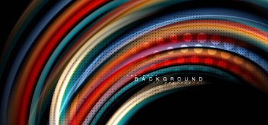 Siyah arka plan üzerinde renkli dalga satırları