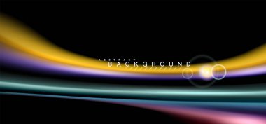 Siyah, sıvı üzerinde renk parlak ışık efektleri çok renkli dalgalı şekil stil