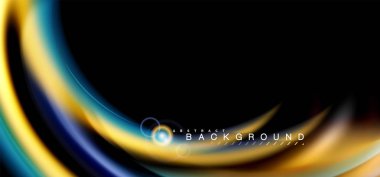 Siyah, sıvı üzerinde renk parlak ışık efektleri çok renkli dalgalı şekil stil