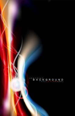 Siyah, sıvı üzerinde renk parlak ışık efektleri çok renkli dalgalı şekil stil