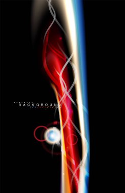 Siyah, sıvı üzerinde renk parlak ışık efektleri çok renkli dalgalı şekil stil