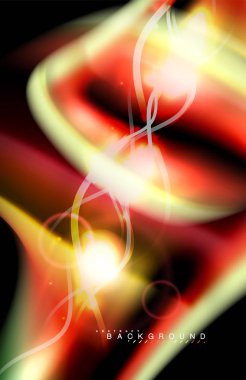 Siyah, sıvı üzerinde renk parlak ışık efektleri çok renkli dalgalı şekil stil