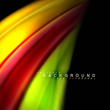 Sıvı karıştırma renkler dalga arka plan tasarlamak vektör. Renkli örgü dalgalar