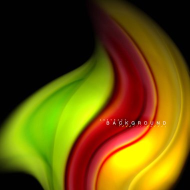 Sıvı karıştırma renkler dalga arka plan tasarlamak vektör. Renkli örgü dalgalar