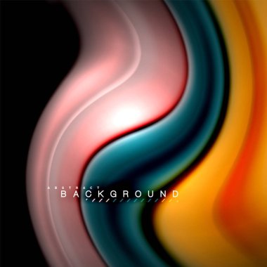 Sıvı karıştırma renkler dalga arka plan tasarlamak vektör. Renkli örgü dalgalar
