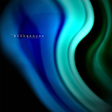 Sıvı karıştırma renkler dalga arka plan tasarlamak vektör. Renkli örgü dalgalar