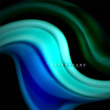 Sıvı karıştırma renkler dalga arka plan tasarlamak vektör. Renkli örgü dalgalar