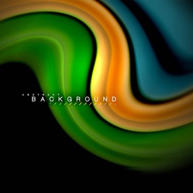 Sıvı karıştırma renkler dalga arka plan tasarlamak vektör. Renkli örgü dalgalar