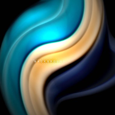 Sıvı karıştırma renkler dalga arka plan tasarlamak vektör. Renkli örgü dalgalar