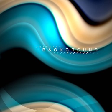 Sıvı karıştırma renkler dalga arka plan tasarlamak vektör. Renkli örgü dalgalar