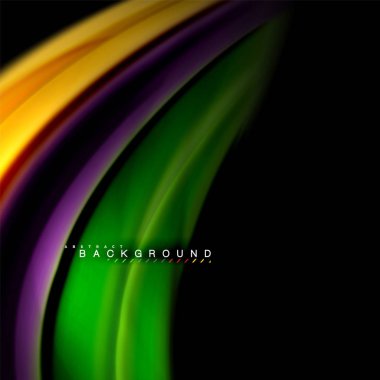 Sıvı karıştırma renkler dalga arka plan tasarlamak vektör. Renkli örgü dalgalar