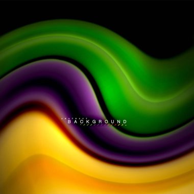 Sıvı karıştırma renkler dalga arka plan tasarlamak vektör. Renkli örgü dalgalar