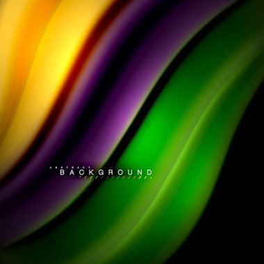 Sıvı karıştırma renkler dalga arka plan tasarlamak vektör. Renkli örgü dalgalar