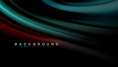 Siyah arkaplanda soyut dalga çizgileri sıvı gökkuşağı stili renk çizgileri