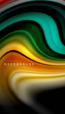 Siyah arkaplanda soyut dalga çizgileri sıvı gökkuşağı stili renk çizgileri