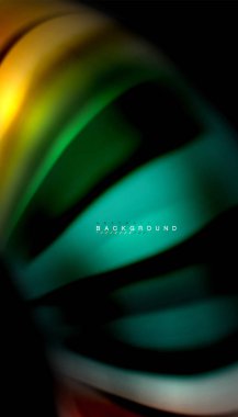 Siyah arkaplanda soyut dalga çizgileri sıvı gökkuşağı stili renk çizgileri