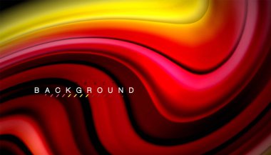 Siyah arkaplanda soyut dalga çizgileri sıvı gökkuşağı stili renk çizgileri