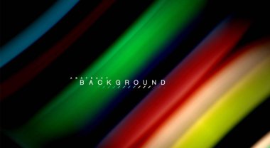 Dalga satırları sıvı gökkuşağı tarzı renk çizgili siyah arka plan üzerine soyut. Sunum, app duvar kağıdı, başlık sayfası veya poster için sanatsal illüstrasyon